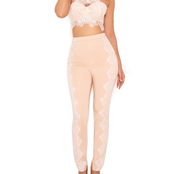 House of CB HOCB London Clarice Lace Pants Blush Pink Womens Size XS NWOT - Picture 9 of 12